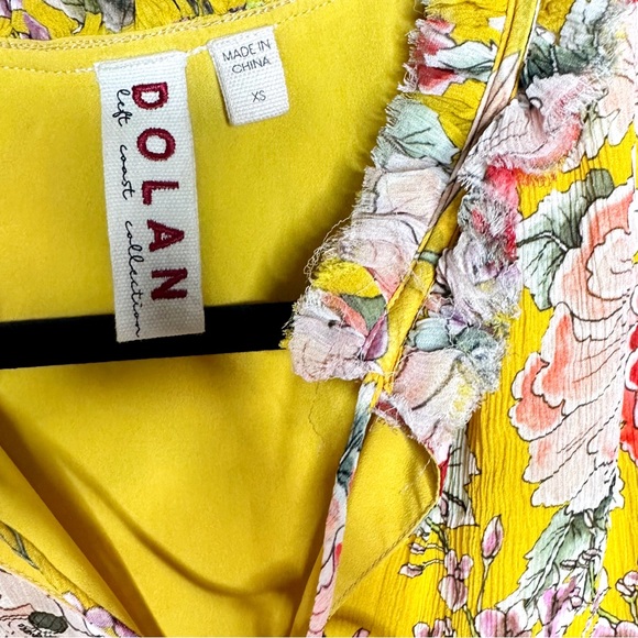 Anthropologie Dolan Left Coast Ellory Silk Dress Floral Yellow Ruffle XS - Picture 12 of 15